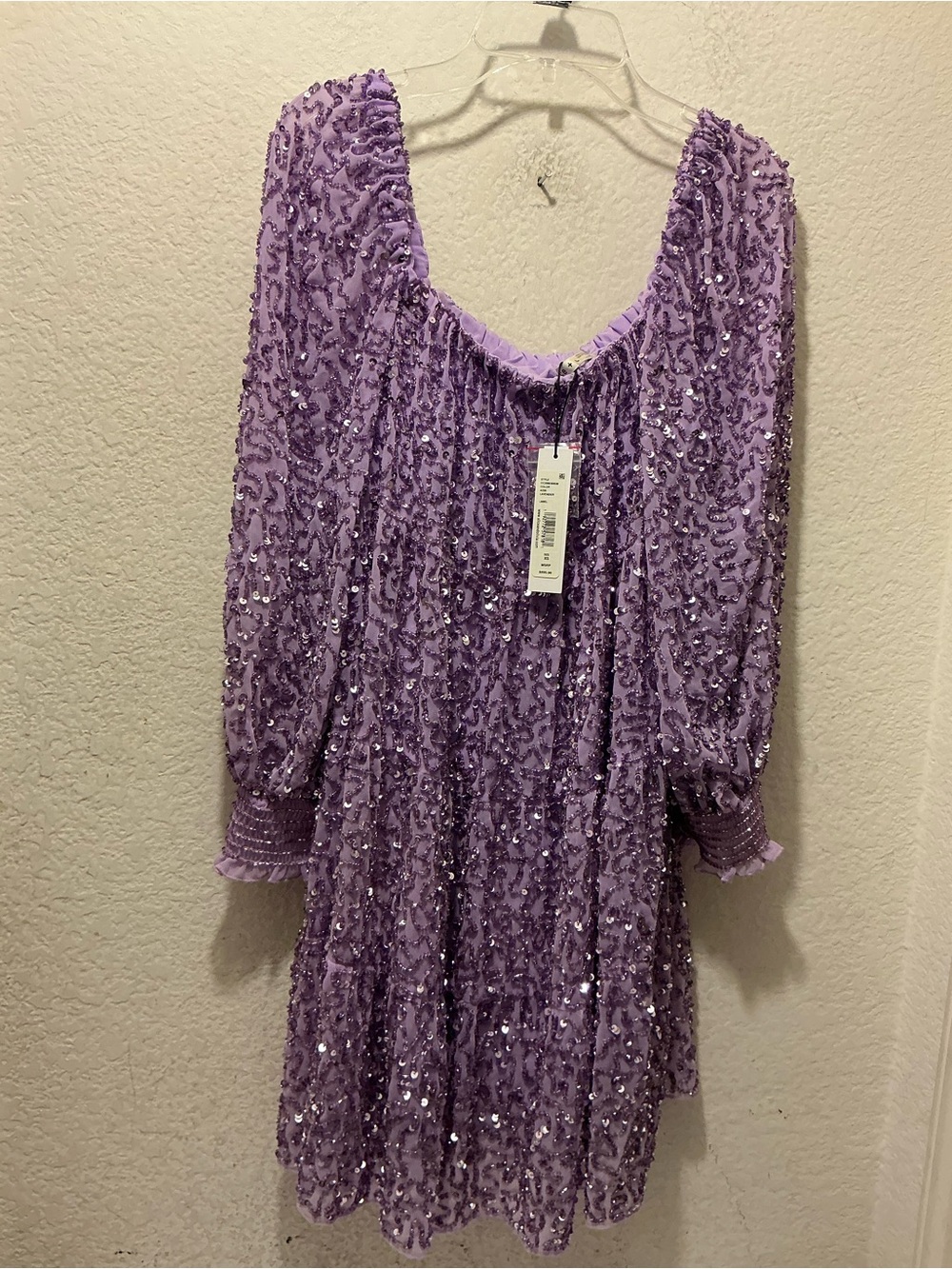 NWT Alice + Olivia Lilac Floral Puff-Sleeve Mini Dress $695 - Picture 4 of 12